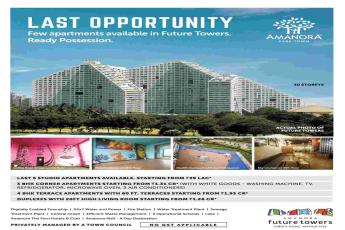 Last opportunity to book ready possession apartments in Amanora Future Towers in Pune